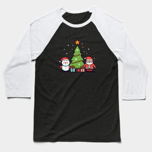 Santa and a Snowman Baseball T-Shirt